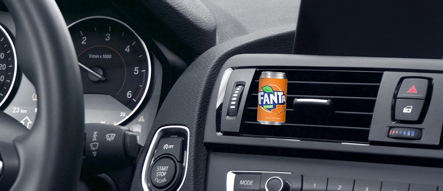 Odorizant Auto 3D Fanta Portocale, Tip Doza, Clip Ventilatie, Parfum Intens și Persistent, Design Realist, Vegan Friendly Odorizant Auto 3D Fanta Portocale, Tip Doza, Clip Ventilatie, Parfum Intens și Persistent, Design Realist, Vegan Friendly